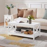 Yaheetech 2-Tier White Coffee Table with Storage