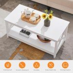 Yaheetech 2-Tier White Coffee Table with Storage
