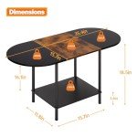 Industrial 2-Tier Oval Coffee Table with Storage