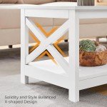 Yaheetech 2-Tier White Coffee Table with Storage