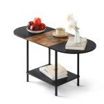 Industrial 2-Tier Oval Coffee Table with Storage