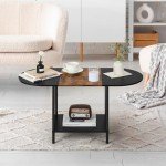 Industrial 2-Tier Oval Coffee Table with Storage