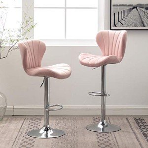 Pink Velvet Swivel Barstools - Set of 2