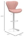 Pink Velvet Swivel Barstools - Set of 2