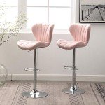 Pink Velvet Swivel Barstools - Set of 2
