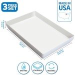 Set of 3 White Acrylic Serving Trays