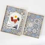 Bohemian Blue Serving Trays with Handles - Set of 2
