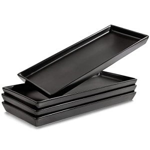 Matte Black Ceramic Serving Platters - Set of 4