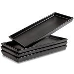 Matte Black Ceramic Serving Platters - Set of 4