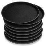 Non-Slip Black Serving Tray Set - 8 Pieces