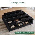 Black Modular Sectional Sofa with Ottoman for Mancave