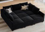 Black Modular Sectional Sofa with Ottoman for Mancave