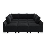 Black Modular Sectional Sofa with Ottoman for Mancave