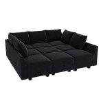Black Modular Sectional Sofa with Ottoman for Mancave