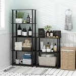 Furinno Espresso/Black Round Tube Shelving Unit