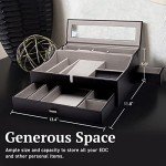 Leather Valet Tray with Charging Station for Men