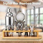26-Piece Cocktail Shaker Set with Bamboo Stand