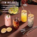 Can-Shaped Drinking Glasses Set with Bamboo Lids