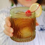 Retro Floral Drinking Glasses Set of 6