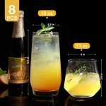 Set of 8 Stylish Drinking Glasses for Any Beverage