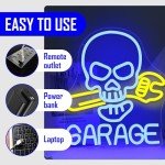 Dimmable Skull Garage Neon Sign for Man Cave