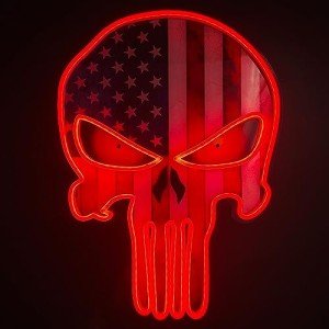 American Flag Skull Neon Wall Sign for Mancave