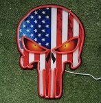 American Flag Skull Neon Wall Sign for Mancave