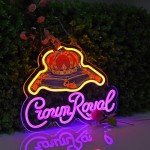 Crown Art Neon Whiskey Sign for Mancave Decor
