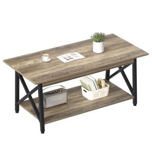GreenForest 39" X-Frame Coffee Table with Storage