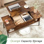 VECELO Wood Lift Top Coffee Table with Storage