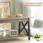GreenForest 39" X-Frame Coffee Table with Storage