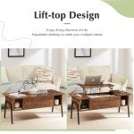 VECELO Wood Lift Top Coffee Table with Storage