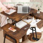 VECELO Wood Lift Top Coffee Table with Storage