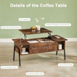 VECELO Wood Lift Top Coffee Table with Storage