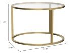 SAYGOER Round Gold Glass Coffee Table for Small Spaces
