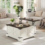 Rustic Lift Top Coffee Table with Hidden Storage