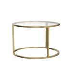 SAYGOER Round Gold Glass Coffee Table for Small Spaces