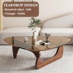Triangle Glass Top Coffee Table for Mancave