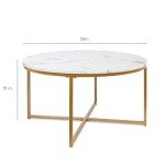 36" Faux Marble Accent Table - White/Gold