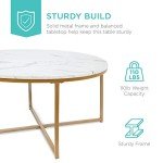 36" Faux Marble Accent Table - White/Gold