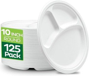 Eco-Friendly Compostable Paper Plates - 125-Pack