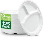 Eco-Friendly Compostable Paper Plates - 125-Pack