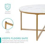 36" Faux Marble Accent Table - White/Gold