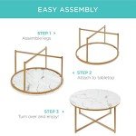 36" Faux Marble Accent Table - White/Gold