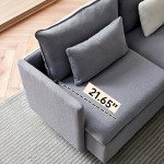 Grey L-Shaped Modular Sectional Couch with Gold Legs