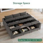 HONBAY Grey Velvet Sectional Sleeper Sofa with Storage