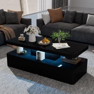 Modern LED Coffee Table with Double Layer Design
