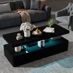 Modern LED Coffee Table with Double Layer Design