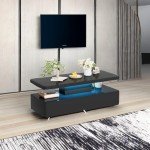 Modern LED Coffee Table with Double Layer Design
