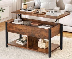 Rustic Brown Lift Top Coffee Table with Storage